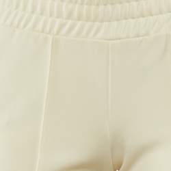 Pre Owned Palm Angels Cream Logo Print Jersey Flared Track Pants S