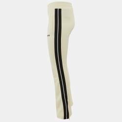 Pre Owned Palm Angels Cream Logo Print Jersey Flared Track Pants S