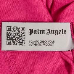 Pre Owned Palm Angels Pink Logo Print Cotton Oversized Shirt L