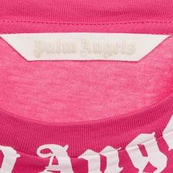 Pre Owned Palm Angels Pink Logo Print Cotton Oversized Shirt L