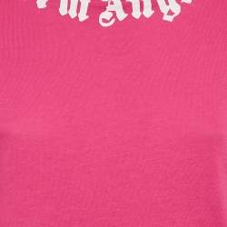Pre Owned Palm Angels Pink Logo Print Cotton Oversized Shirt L