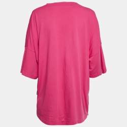 Pre Owned Palm Angels Pink Logo Print Cotton Oversized Shirt L