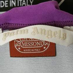 مملوكة مسبقًا Palm Angels X Missoni Purple Lurex Knit Logo Band Cropped Top S