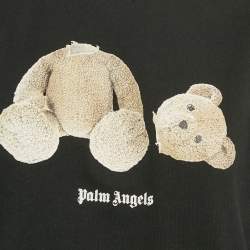 مملوكة مسبقًا Palm Angels Black Teddy Print Jersey  Crop T-Shirt M