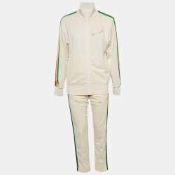 Pre Owned Palm Angels Cream Side Tape Jersey Track Suit M