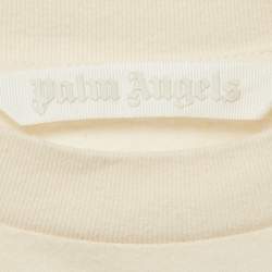 Pre Owned بالم أنجلز توب قصير جيرسي بطبعة الشعار باللون البيج مقاس صغير 