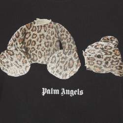 Pre Owned Palm Angels Black Teddy Print Jersey Crop T-Shirt XS