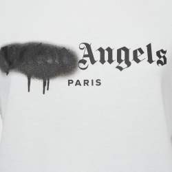 مملوكة مسبقًا Palm Angels White Jersey Logo Detail T-Shirt S