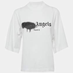 Pre Owned Palm Angels White Jersey Logo Detail T-Shirt S
