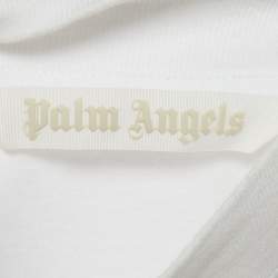 مملوكة مسبقًا Palm Angels White Jersey Logo Detail T-Shirt S