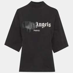 Pre Owned Palm Angels Black Jersey Logo Detail T-Shirt S