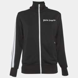 Pre Owned Palm Angels Black Logo Print Jersey Track  Jacket S