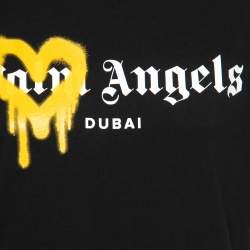 Pre Owned Palm Angels Black Logo Print Cotton T-Shirt XS   