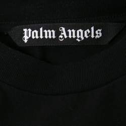 Pre Owned Palm Angels Black Logo Print Cotton T-Shirt XS   