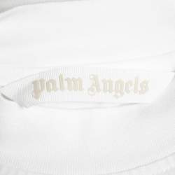 Palm Angels White Logo Printed Cotton Crewneck T-Shirt S