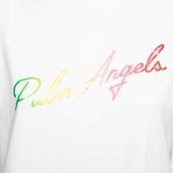 Palm Angels White Logo Printed Cotton Crewneck T-Shirt S