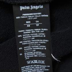 Palm Angels Black Logo Print Cotton Knit Hooded Jacket XS