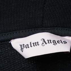 Palm Angels Black Logo Print Cotton Knit Hooded Jacket XS