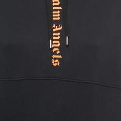 Palm Angels Black Logo Print Cotton Knit Hooded Jacket XS