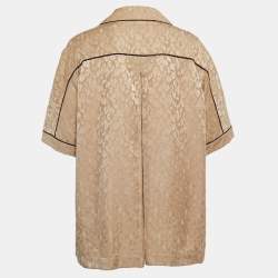 Pre Owned Palm Angels Brown Animal Textured Jacquard Double-Breasted Top M