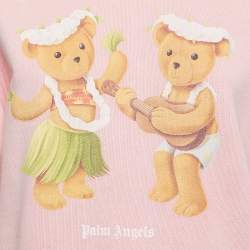 Palm Angels Pink Teddy Bear Print Cotton Crew Neck Sweatshirt M