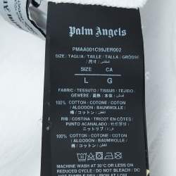 Pre Owned Palm Angels White Crocodile Logo Print Crew Neck T-Shirt L