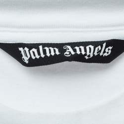 Pre Owned Palm Angels White Crocodile Logo Print Crew Neck T-Shirt L