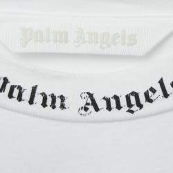Palm Angels White Logo Print Cotton Crew Neck  Oversized T-Shirt S