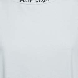 Palm Angels White Logo Print Cotton Crew Neck  Oversized T-Shirt S