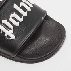 Palm Angels Black Leather Flat Slides Size 37