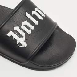 Palm Angels Black Leather Flat Slides Size 41