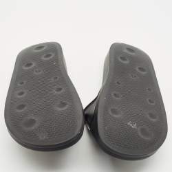 Palm Angels Black Leather Flat Slides Size 41