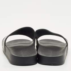 Palm Angels Black Leather Flat Slides Size 41