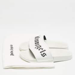 Palm Angels White Leather Slide Sandals Size 41