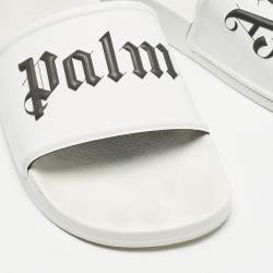 Palm Angels White Leather Slide Sandals Size 41