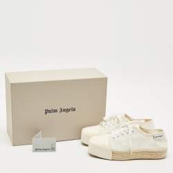 Pre Owned Palm Angels Off White Canvas Espadrille Sneakers Size 38