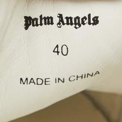 Pre Owned Palm Angels White Leather Teddy Bear Tennis Sneakers Size 40