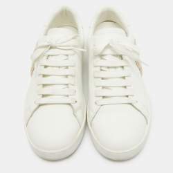 Pre Owned Palm Angels White Leather Teddy Bear Tennis Sneakers Size 40