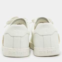 Pre Owned Palm Angels White Leather Teddy Bear Tennis Sneakers Size 40