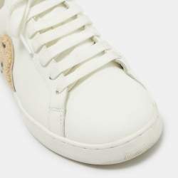 Pre Owned Palm Angels White Leather Teddy Bear Tennis Sneakers Size 40