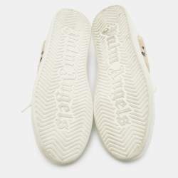 Pre Owned Palm Angels White Leather Teddy Bear Tennis Sneakers Size 40