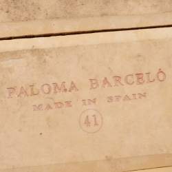 Pre Owned Paloma Barceló Silver Leather Wedge Ankle Strap Sandals Size 41