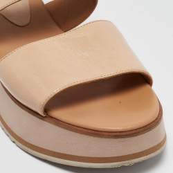 Paloma Barceló Beige Leather Platform Sandals Size 41