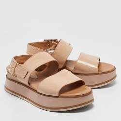 Paloma Barceló Beige Leather Platform Sandals Size 41