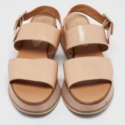 Paloma Barceló Beige Leather Platform Sandals Size 41