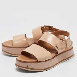Paloma Barceló Beige Leather Platform Sandals Size 41