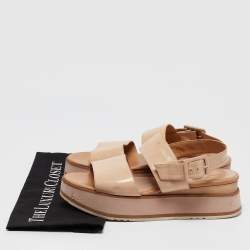 Paloma Barceló Beige Leather Platform Sandals Size 41