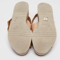 Paloma Barceló Beige Leather Platform Sandals Size 41