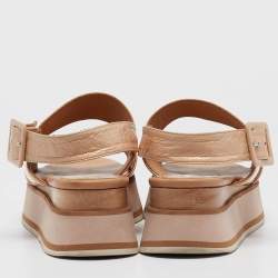 Paloma Barceló Beige Leather Platform Sandals Size 41