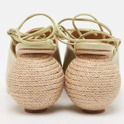 Paloma Barceló Green Leather Slide Raffia Heel Sandals Size 36
